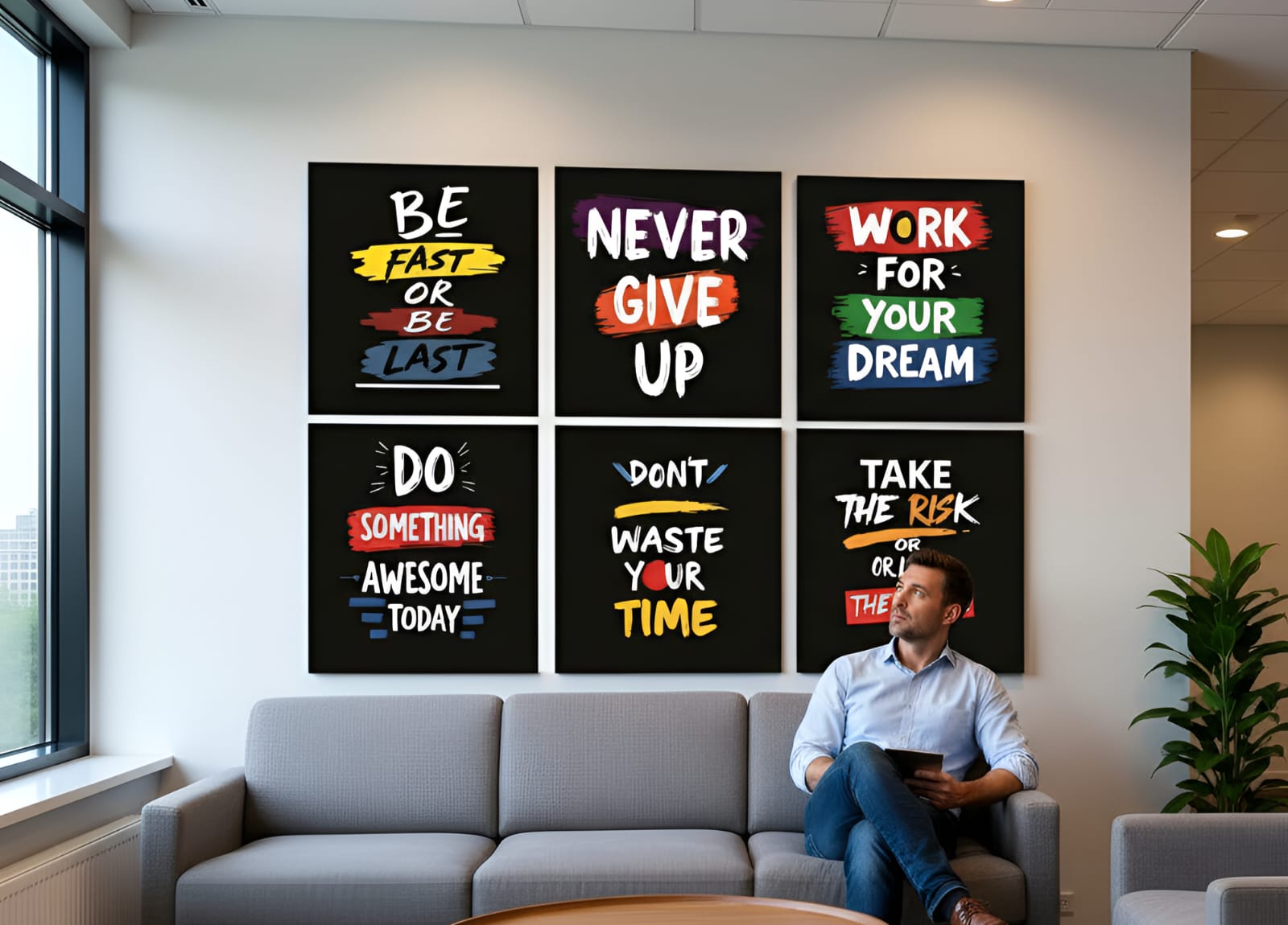 Set of 6 Motivational Phototile frame Wall Art - Image 2