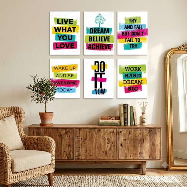 Set of 6 Motivational Phototile frame Wall Art