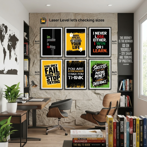 Set of 6 Motivational Phototile frame Wall Art