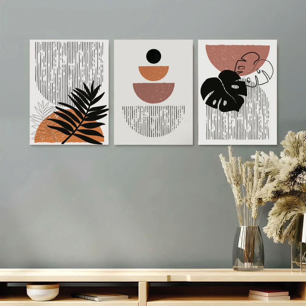 Set of 3 Premium Wall Art Photo Tiles – Modern Home Decor Sets 8x11 | With Frame