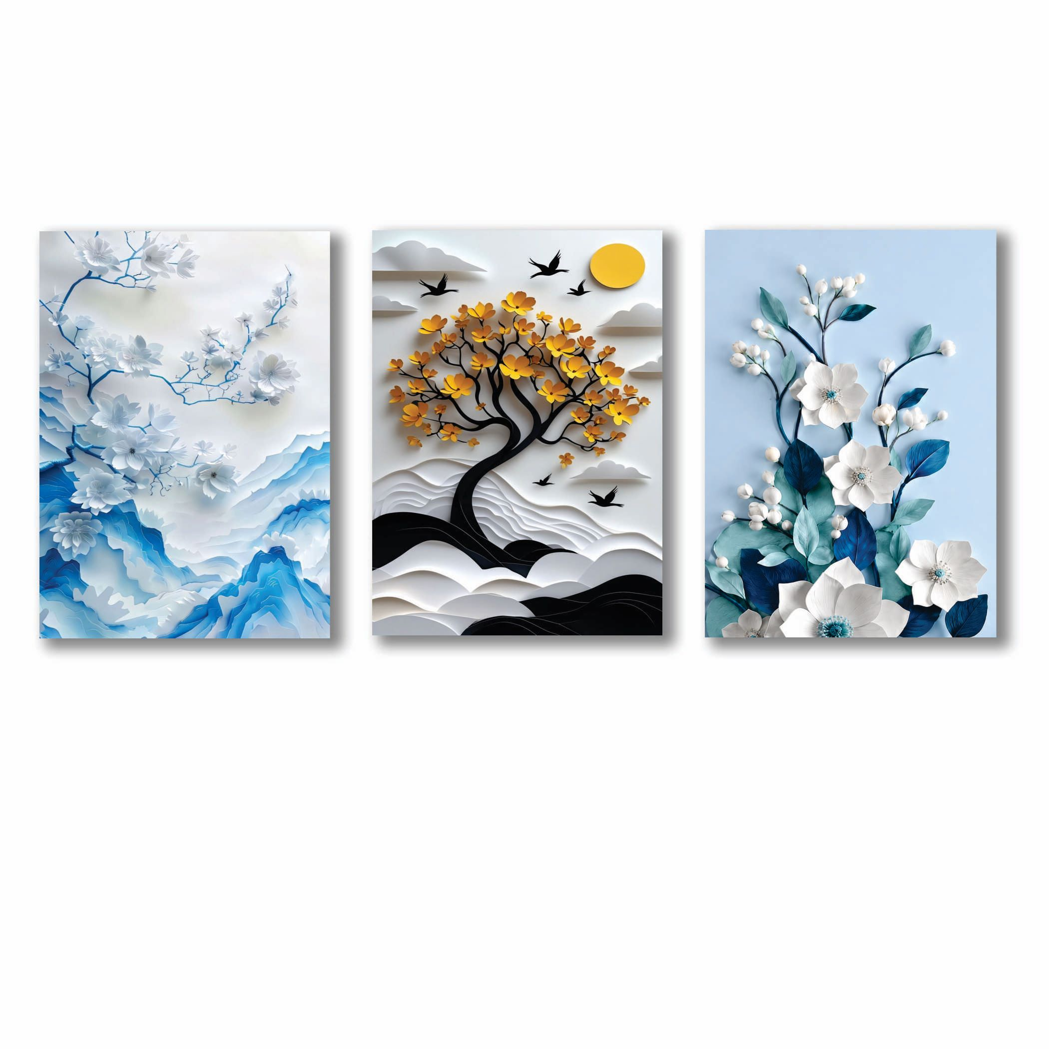 Set of 3 Premium Wall Art Photo Tiles – Modern Home Decor Sets 8x11 | With Frame - Image 2
