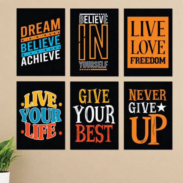 Set of 6 Motivational Phototile frame Wall Art